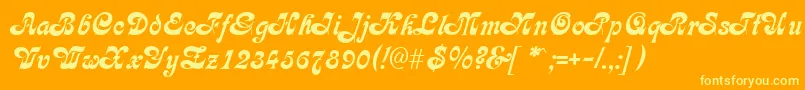 FleetwoodRegular-Schriftart – Gelbe Schriften auf orangefarbenem Hintergrund