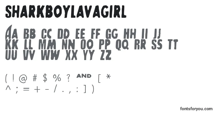 A fonte SharkboyLavagirl – alfabeto, números, caracteres especiais