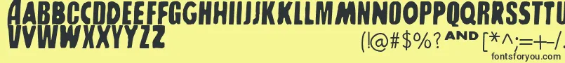 SharkboyLavagirl-fontti – mustat fontit keltaisella taustalla