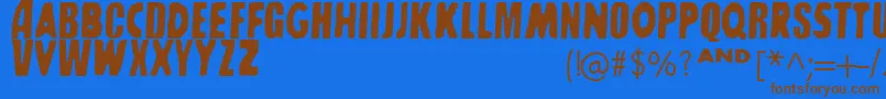 SharkboyLavagirl-Schriftart – Braune Schriften auf blauem Hintergrund
