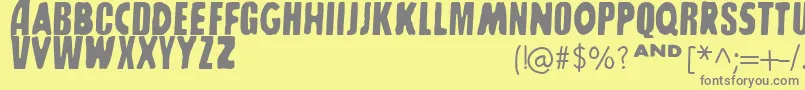 SharkboyLavagirl-fontti – harmaat kirjasimet keltaisella taustalla