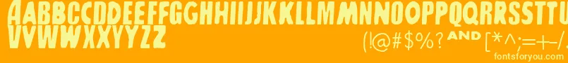 SharkboyLavagirl-Schriftart – Gelbe Schriften auf orangefarbenem Hintergrund