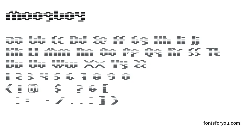 MoogBoy-fontti – aakkoset, numerot, erikoismerkit