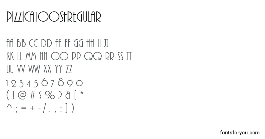 Шрифт PizzicatoOsfRegular – алфавит, цифры, специальные символы