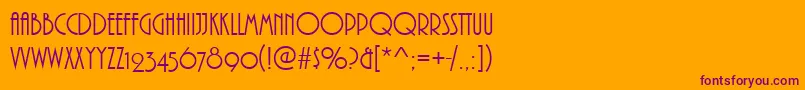 PizzicatoOsfRegular-Schriftart – Violette Schriften auf orangefarbenem Hintergrund
