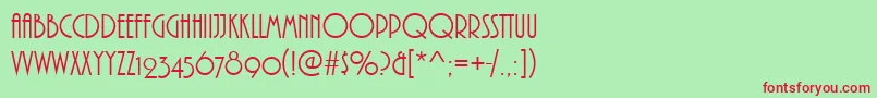 PizzicatoOsfRegular-Schriftart – Rote Schriften auf grünem Hintergrund