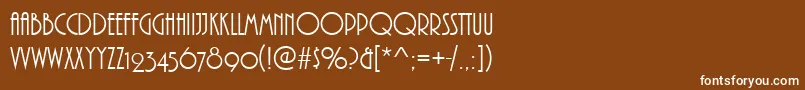 PizzicatoOsfRegular-fontti – valkoiset fontit ruskealla taustalla