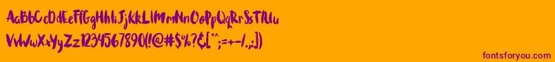 Brushcheetah Font – Purple Fonts on Orange Background