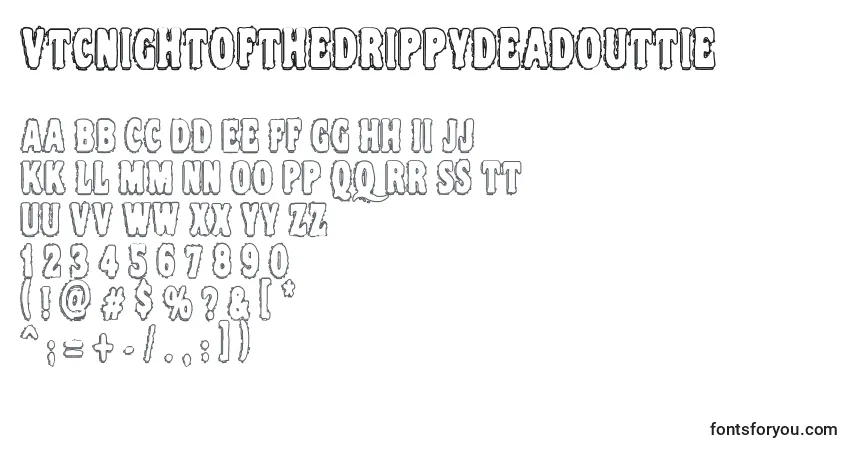 Fuente Vtcnightofthedrippydeadouttie - alfabeto, números, caracteres especiales
