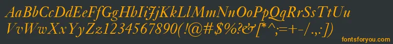 フォントKisClassicoItalic – 黒い背景にオレンジの文字