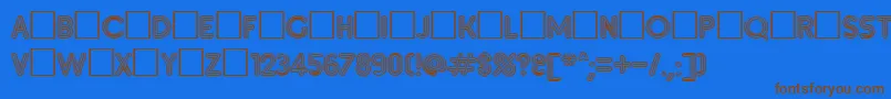 Inset7-Schriftart – Braune Schriften auf blauem Hintergrund