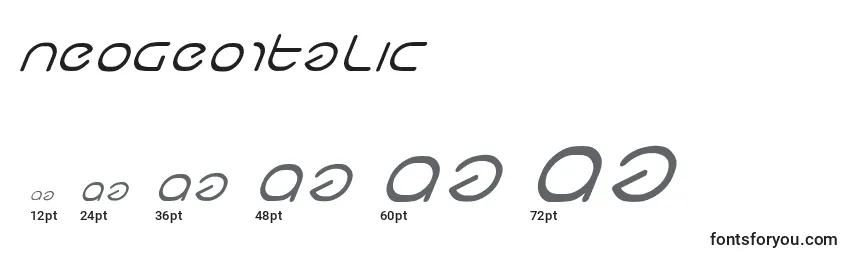 Размеры шрифта NeoGeoItalic