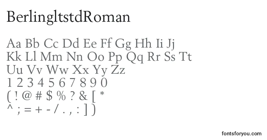 Czcionka BerlingltstdRoman – alfabet, cyfry, specjalne znaki