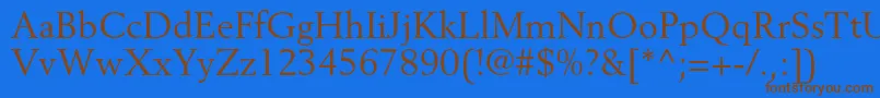 フォントBerlingltstdRoman – 茶色の文字が青い背景にあります。