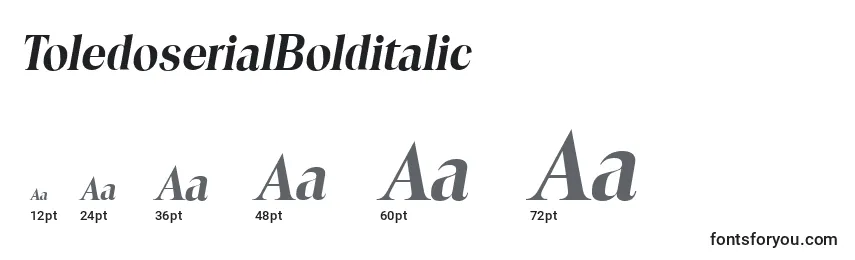 Размеры шрифта ToledoserialBolditalic