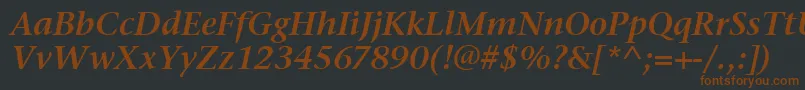 StoneSerifItcSemiItalic-fontti – ruskeat fontit mustalla taustalla