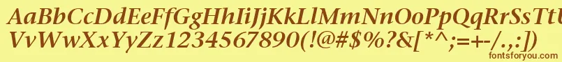 StoneSerifItcSemiItalic Font – Brown Fonts on Yellow Background