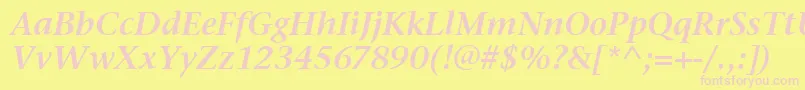 StoneSerifItcSemiItalic Font – Pink Fonts on Yellow Background