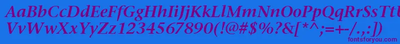 StoneSerifItcSemiItalic Font – Purple Fonts on Blue Background