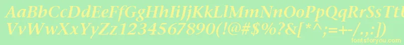 StoneSerifItcSemiItalic Font – Yellow Fonts on Green Background