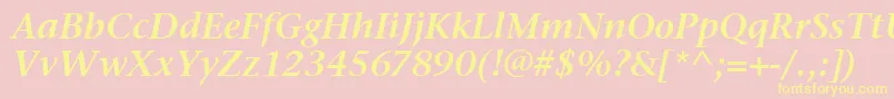 StoneSerifItcSemiItalic Font – Yellow Fonts on Pink Background