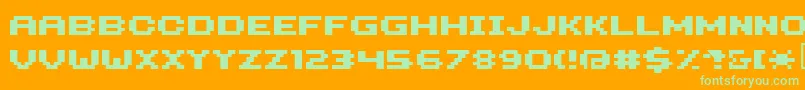 Hilogi71-Schriftart – Grüne Schriften auf orangefarbenem Hintergrund