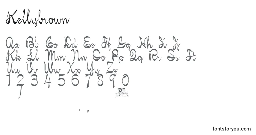 A fonte Kellybrown – alfabeto, números, caracteres especiais