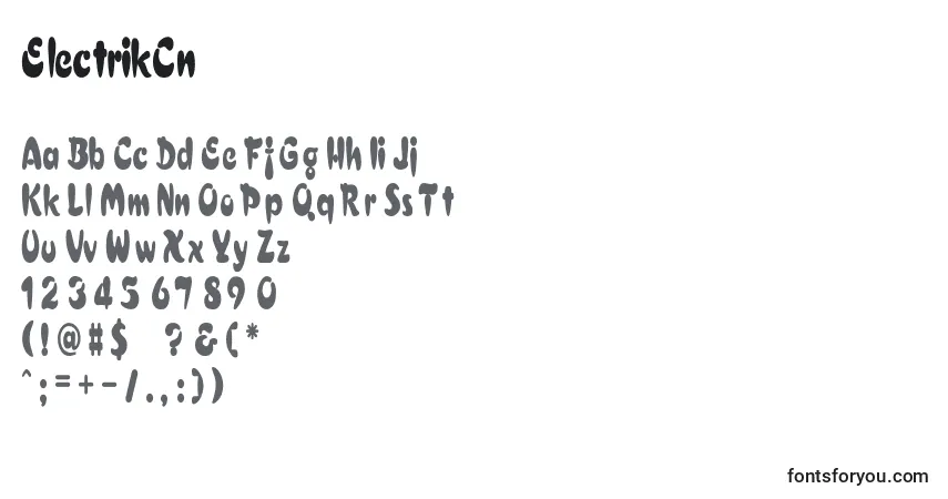 Шрифт ElectrikCn – алфавит, цифры, специальные символы