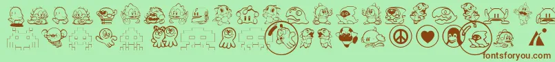 フォントTas2k3 – 緑の背景に茶色のフォント