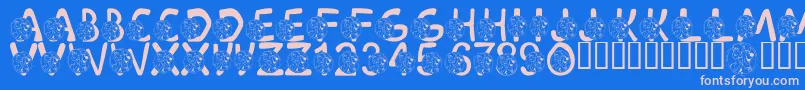 フォントLmsScoobyDoobyDoo – ピンクの文字、青い背景