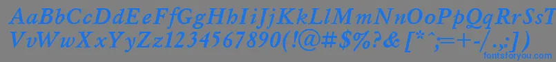 MyslBolditalicCyrillic-Schriftart – Blaue Schriften auf grauem Hintergrund