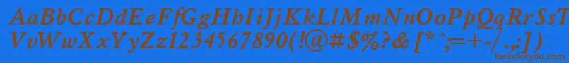 Fonte MyslBolditalicCyrillic – fontes marrons em um fundo azul