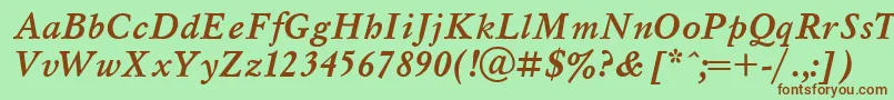 MyslBolditalicCyrillic Font – Brown Fonts on Green Background