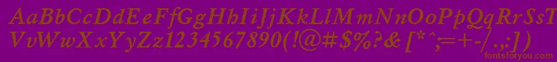 MyslBolditalicCyrillic Font – Brown Fonts on Purple Background