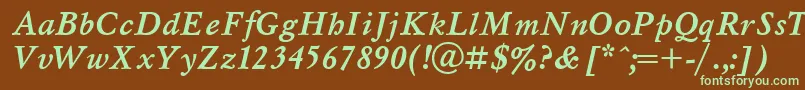 MyslBolditalicCyrillic Font – Green Fonts on Brown Background