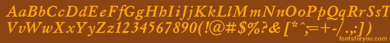 MyslBolditalicCyrillic Font – Orange Fonts on Brown Background