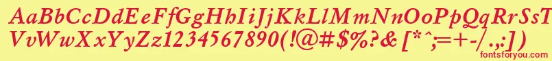 MyslBolditalicCyrillic Font – Red Fonts on Yellow Background