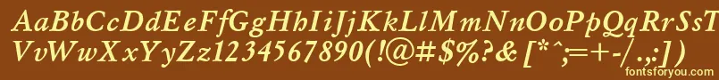 MyslBolditalicCyrillic Font – Yellow Fonts on Brown Background