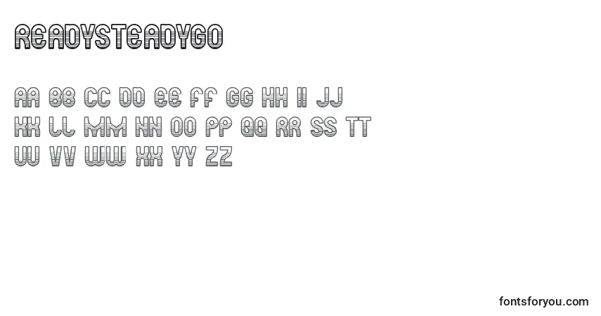 Czcionka ReadySteadyGo – alfabet, cyfry, specjalne znaki
