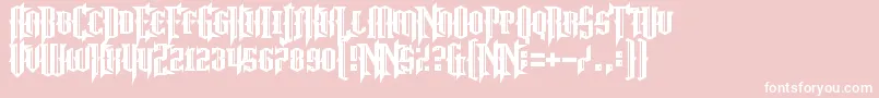 NoMoreJustice-Schriftart – Weiße Schriften auf rosa Hintergrund