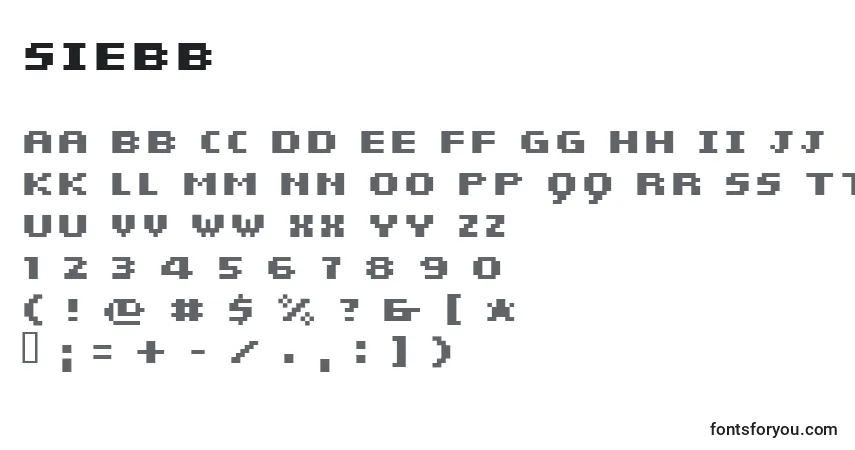 Schriftart Siebb – Alphabet, Zahlen, spezielle Symbole