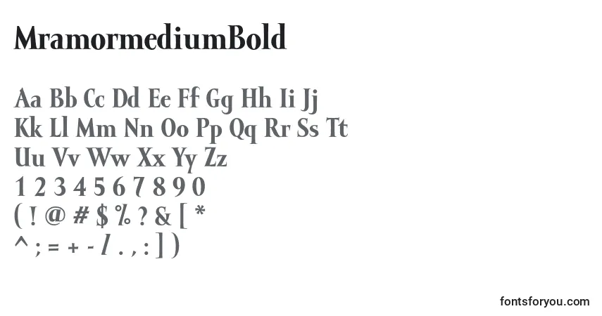 A fonte MramormediumBold – alfabeto, números, caracteres especiais