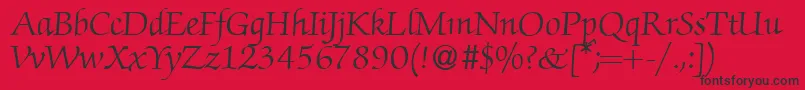 フォントZabriskiescriptRegularDb – 赤い背景に黒い文字