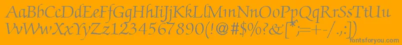 ZabriskiescriptRegularDb-Schriftart – Graue Schriften auf orangefarbenem Hintergrund