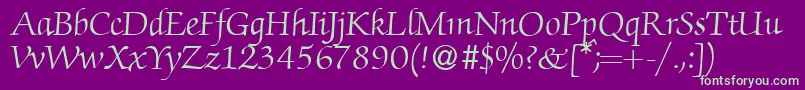Шрифт ZabriskiescriptRegularDb – зелёные шрифты на фиолетовом фоне