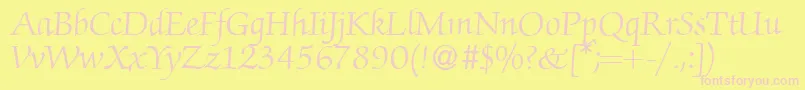 フォントZabriskiescriptRegularDb – ピンクのフォント、黄色の背景