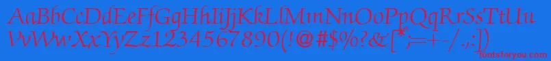 ZabriskiescriptRegularDb-Schriftart – Rote Schriften auf blauem Hintergrund