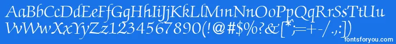 フォントZabriskiescriptRegularDb – 青い背景に白い文字