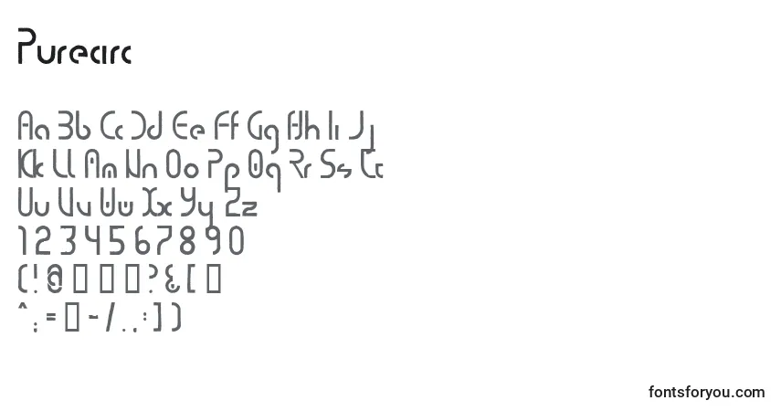 A fonte Purecirc – alfabeto, números, caracteres especiais
