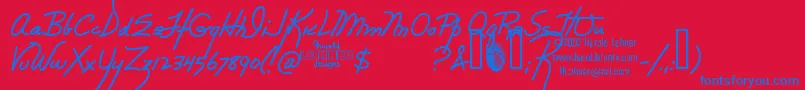 Rebecca Font – Blue Fonts on Red Background